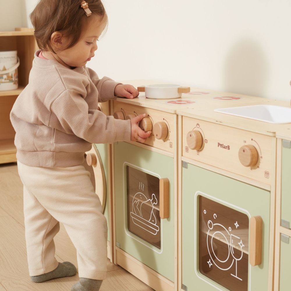 VIGA PolarB Wooden Kitchen Set XL Washing Machine, Stove, Dishwasher - Green 
