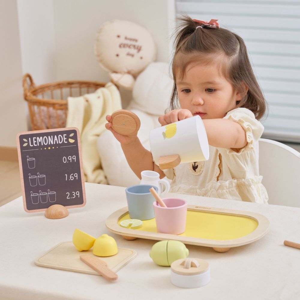 VIGA PolarB Wooden Lemonade Set Jug Tray Cups Lemon 21 pcs. 