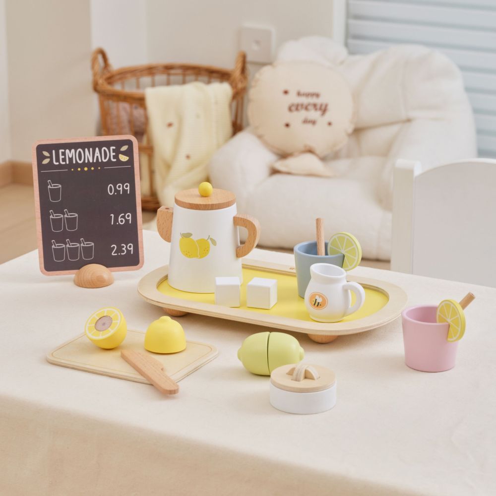 VIGA PolarB Wooden Lemonade Set Jug Tray Cups Lemon 21 pcs. 