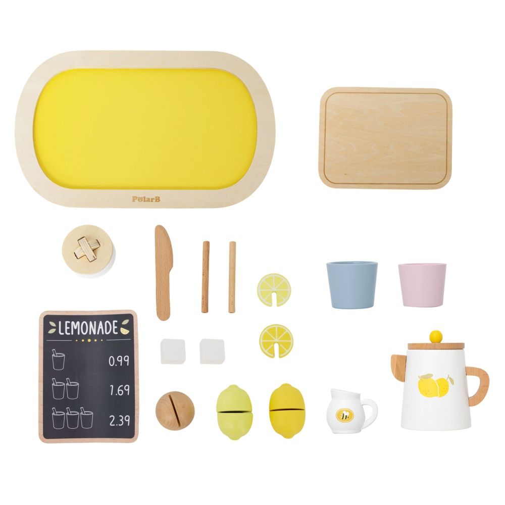VIGA PolarB Wooden Lemonade Set Jug Tray Cups Lemon 21 pcs. 