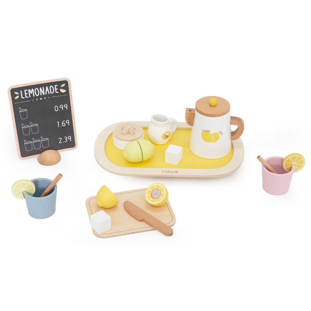 VIGA PolarB Wooden Lemonade Set Jug Tray Cups Lemon 21 pcs. 
