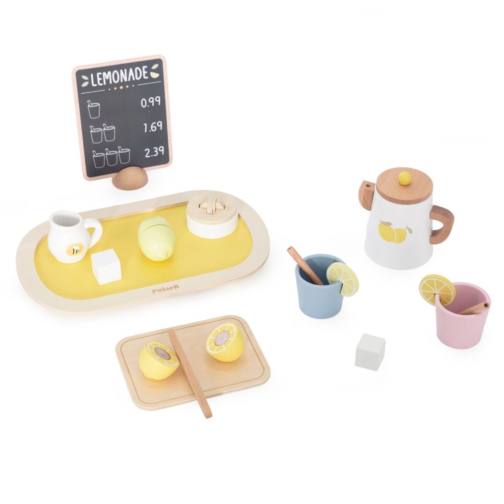 VIGA PolarB Wooden Lemonade Set Jug Tray Cups Lemon 21 pcs. 