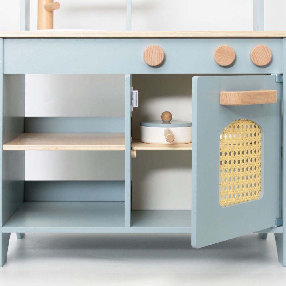 VIGA PolarB Wooden Kitchen 2-in-1 Shop Stand with Accessories for Children 3+ 