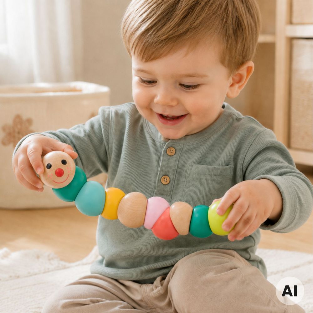 Classic World Wooden Caterpillar Manipulative Sensory Toy 