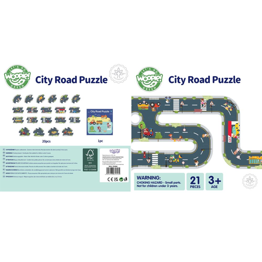 WOOPIE GREEN Road Puzzle for Children Highway Model 21 pieces FSC Certified 