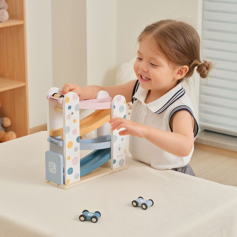 VIGA PolarB Wooden Car Track Slide Parking 4 Cars 18m+ 