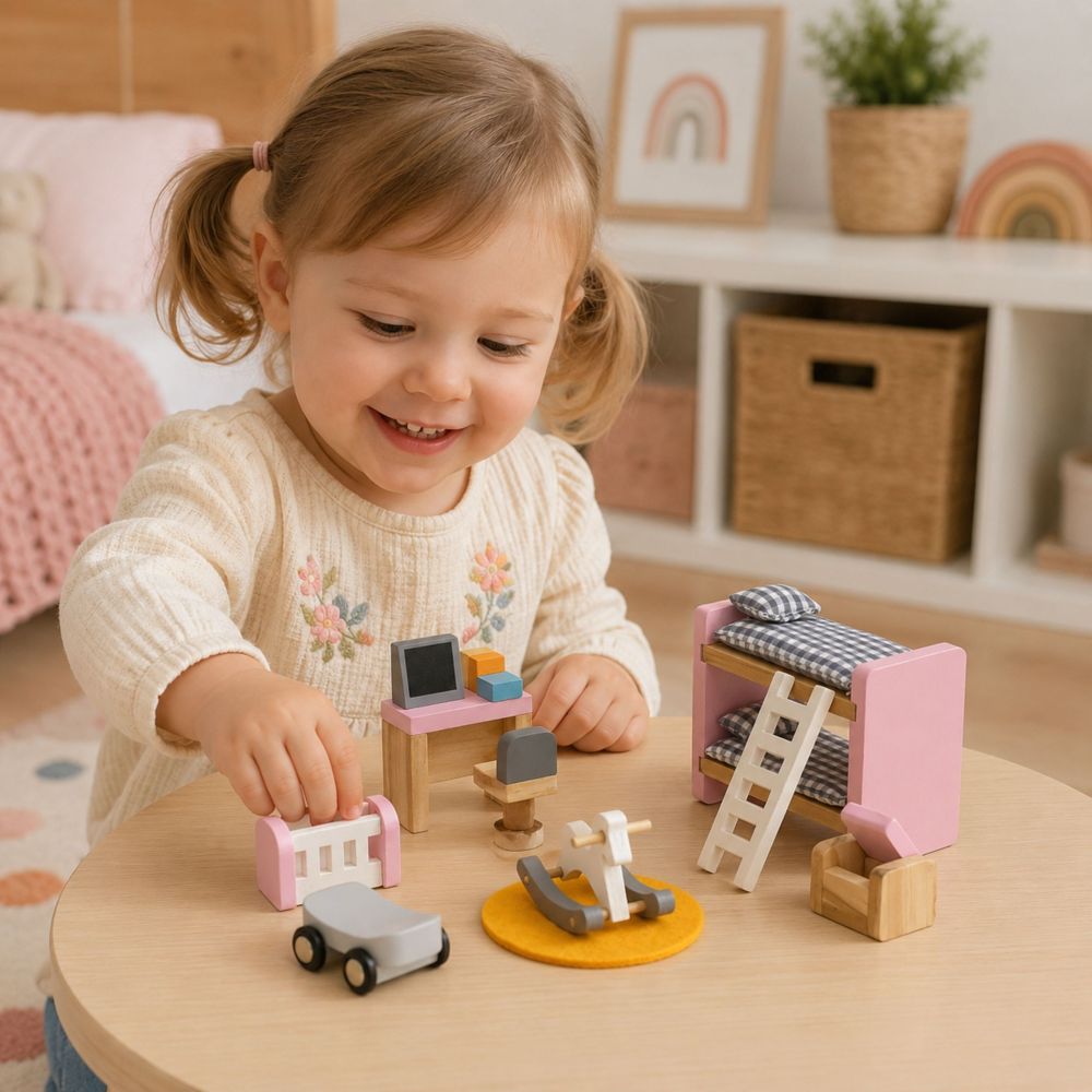 VIGA PolarB Dollhouse Furniture Set for Children's Room 