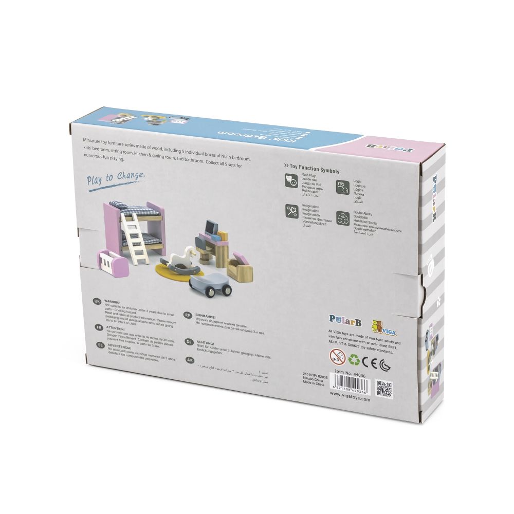 VIGA PolarB Dollhouse Furniture Set for Children's Room 