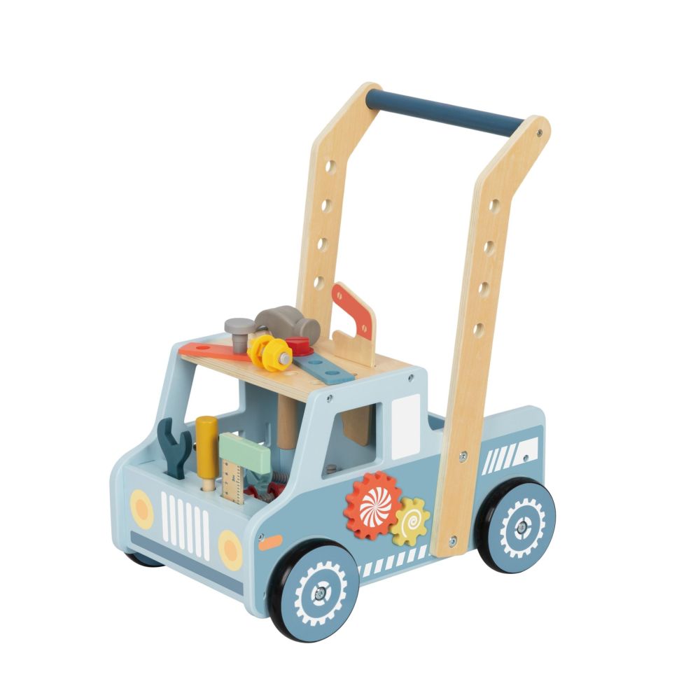 Medinis stumdukas TOOKY TOY automobilis „Mini STEM“ dirbtuvės