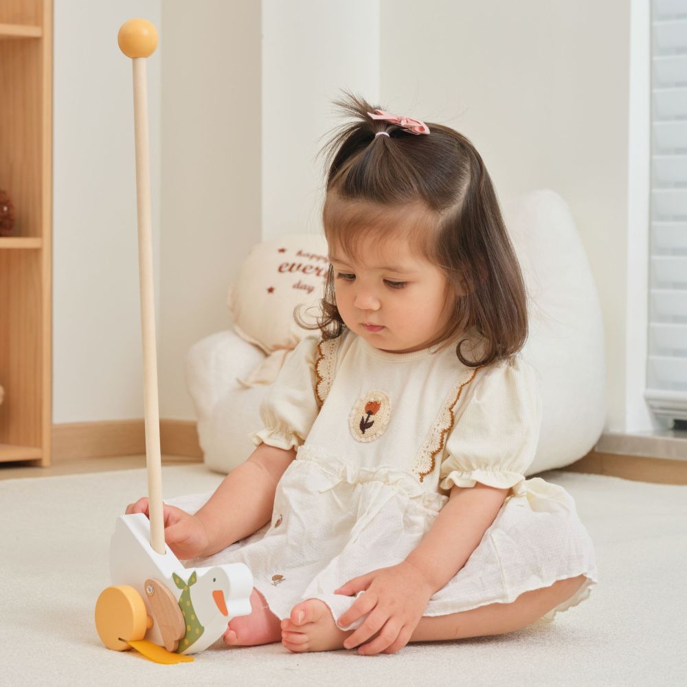 VIGA PolarB Wooden Push Goose on a Stick for Children 12m+ 