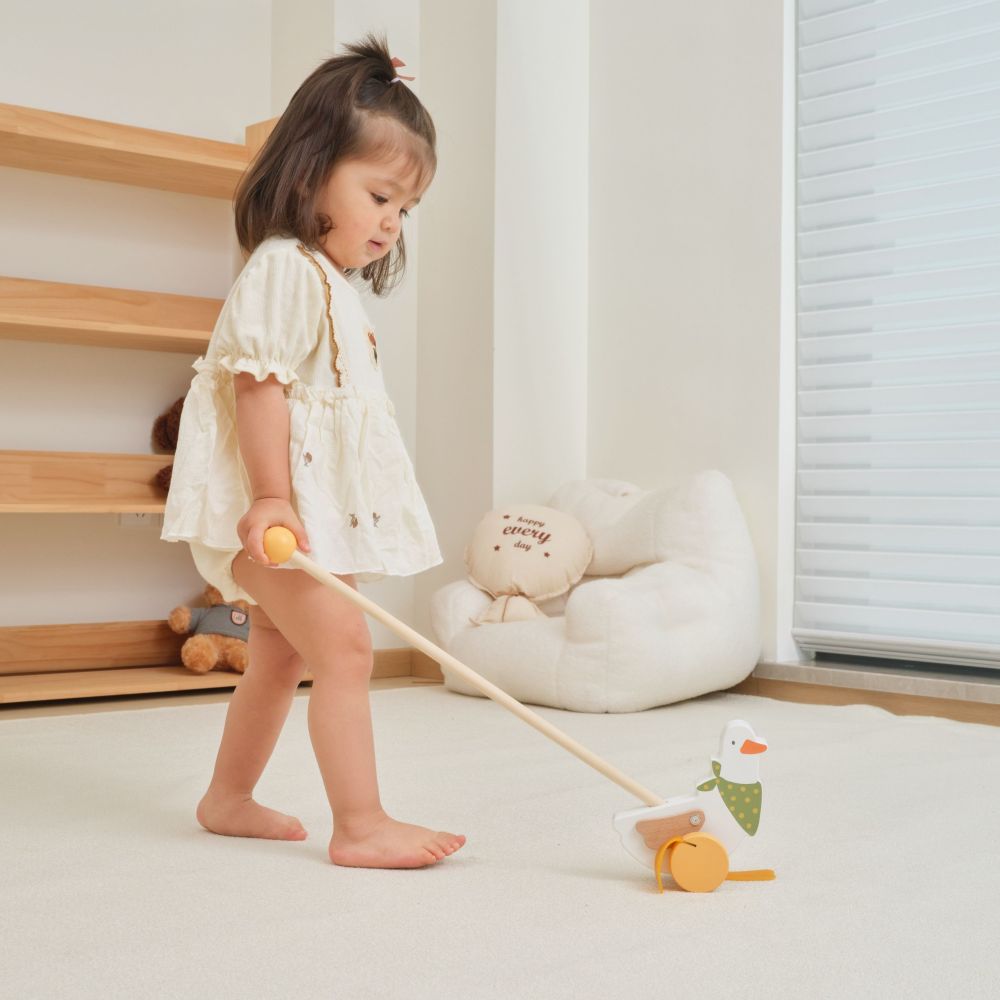 VIGA PolarB Wooden Push Goose on a Stick for Children 12m+ 
