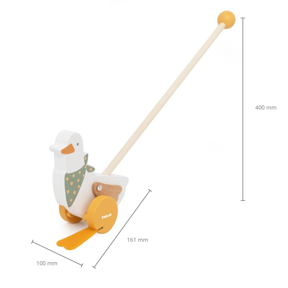 VIGA PolarB Wooden Push Goose on a Stick for Children 12m+ 