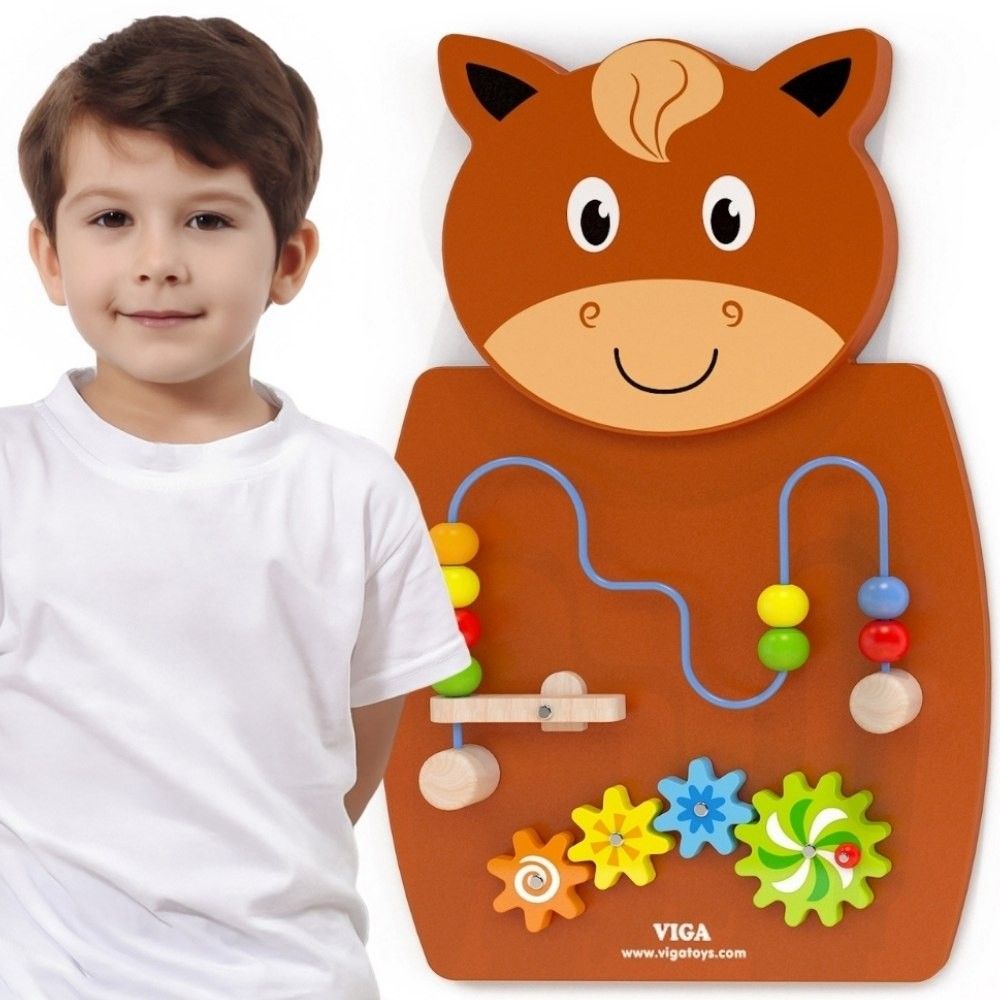 Medinė edukacinė lenta VIGA Arklys su FSC ir Montessori sertifikatais