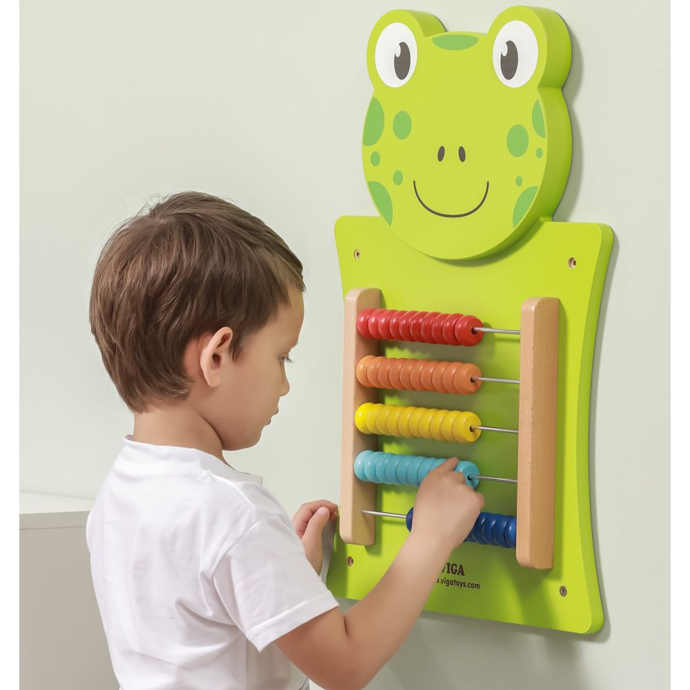 Medinė edukacinė lenta VIGA Abacus Frog su FSC ir Montessori sertifikatais
