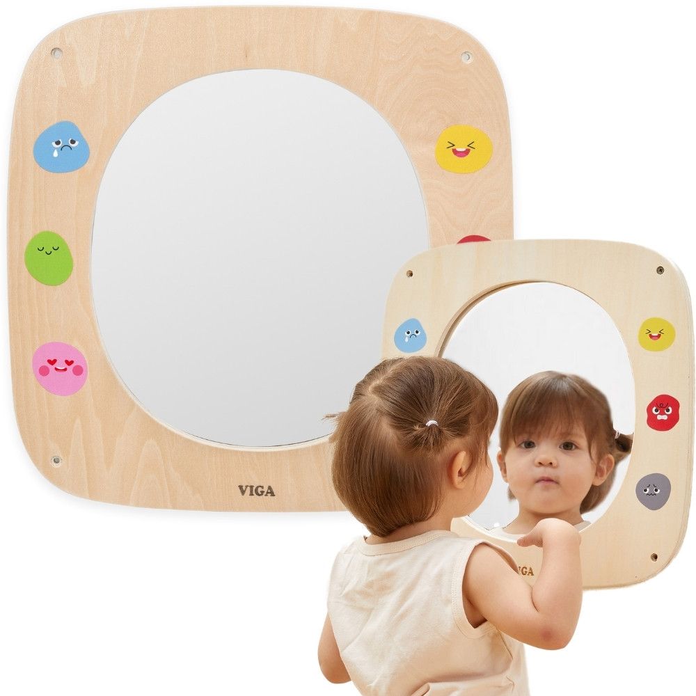 VIGA Wooden Board with Mirror and Emoticons 