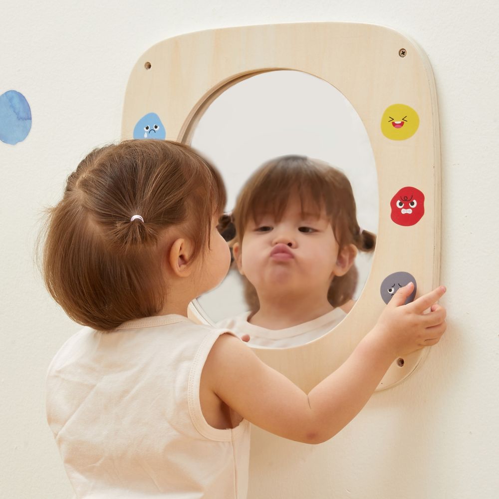 VIGA Wooden Board with Mirror and Emoticons 