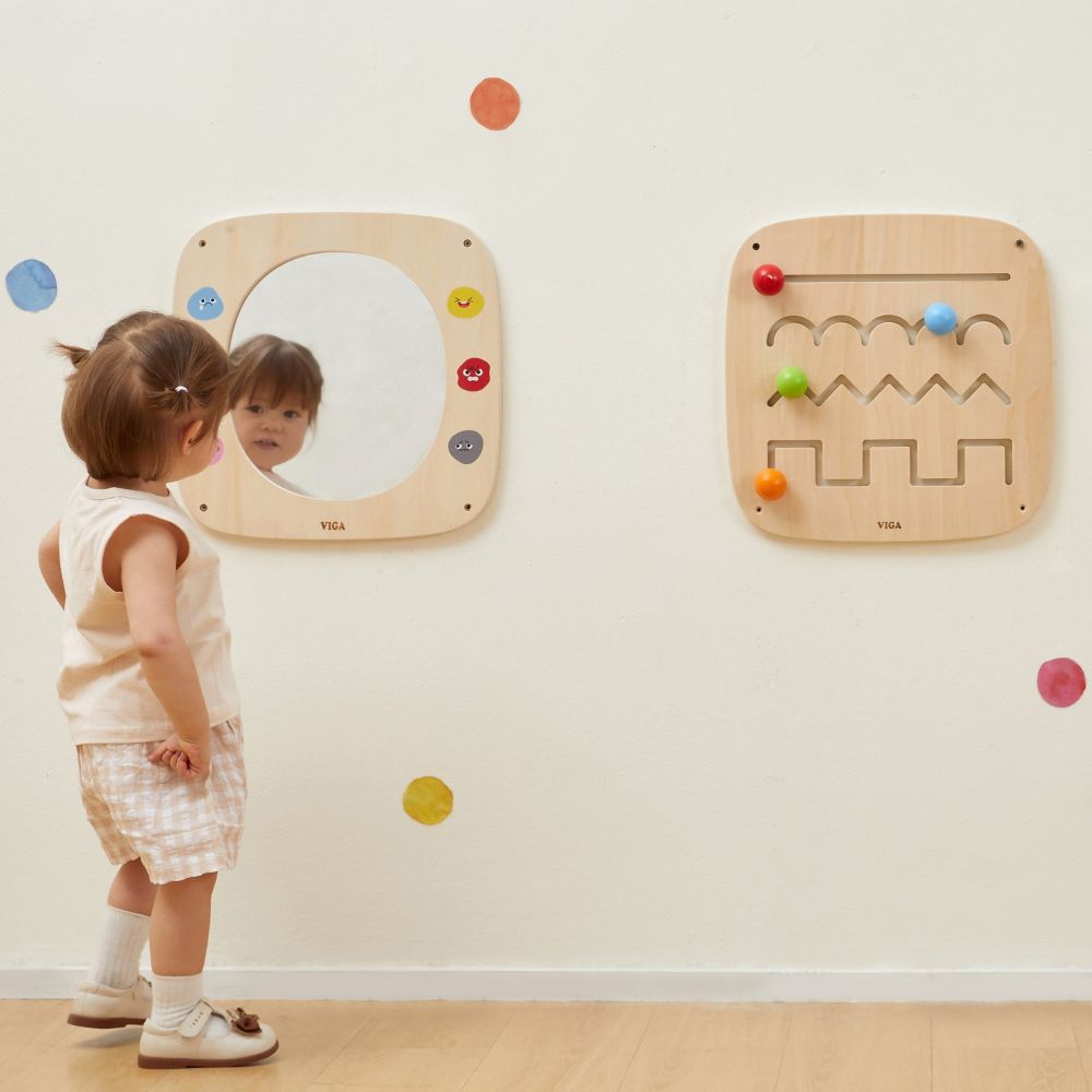 VIGA Wooden Board with Mirror and Emoticons 