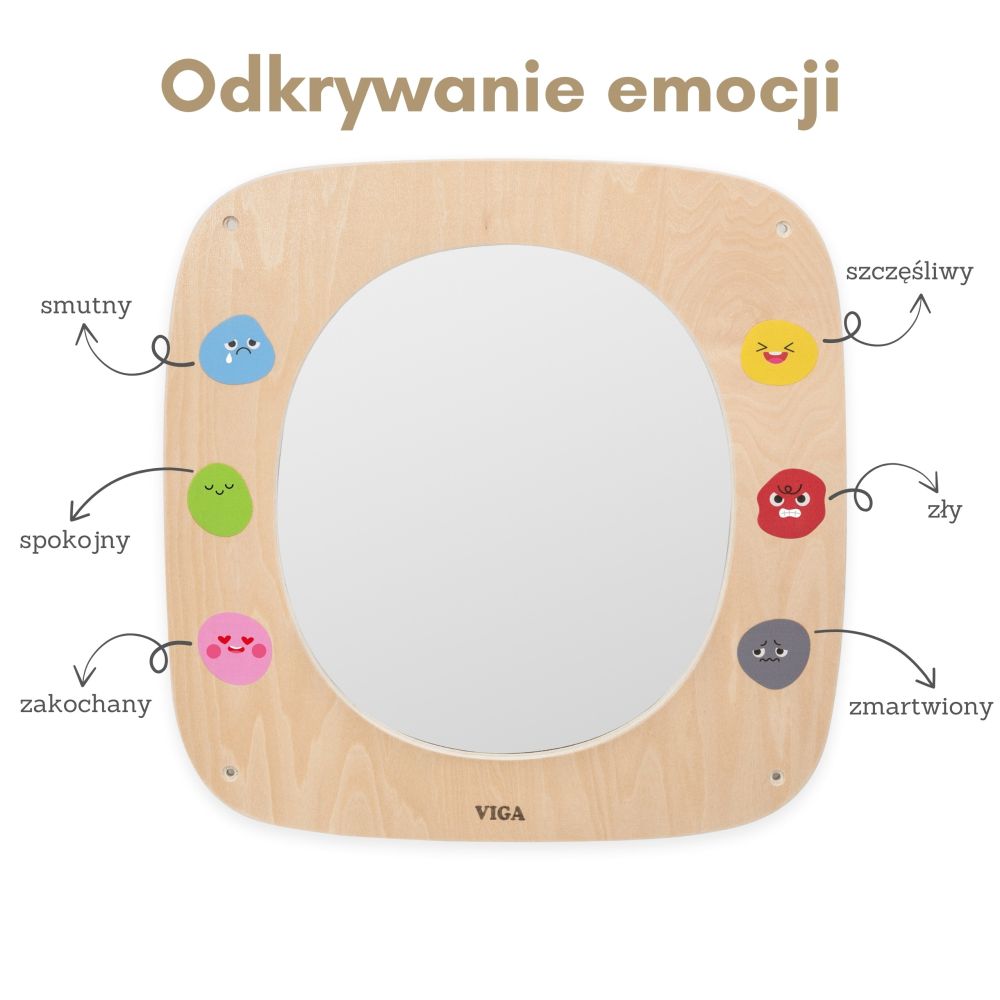 VIGA Wooden Board with Mirror and Emoticons 