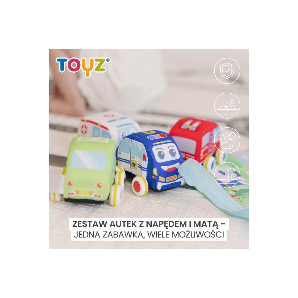 ZABAWKA EDUKACYJNA - AUTKA Z NAPĘDEM + MATA