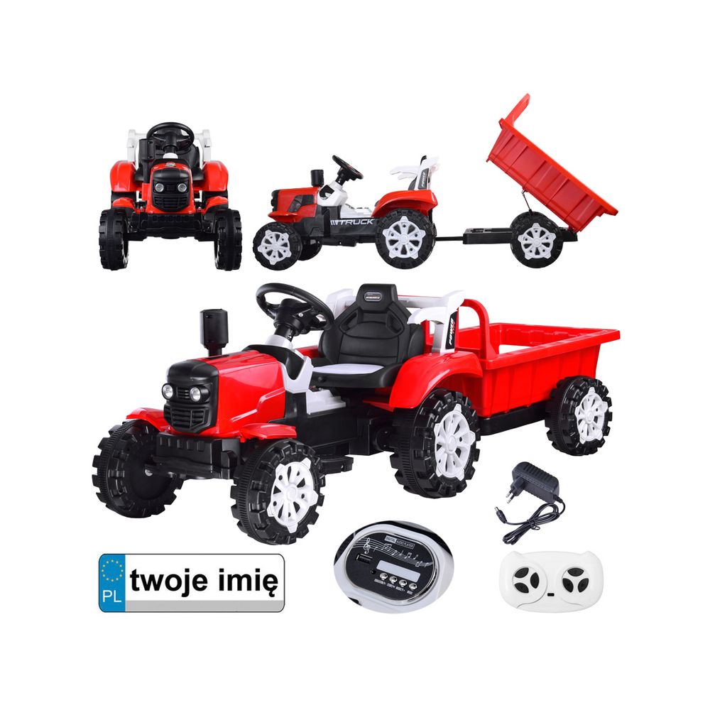 Traktor z przyczepą na akumulator świeci PA0234