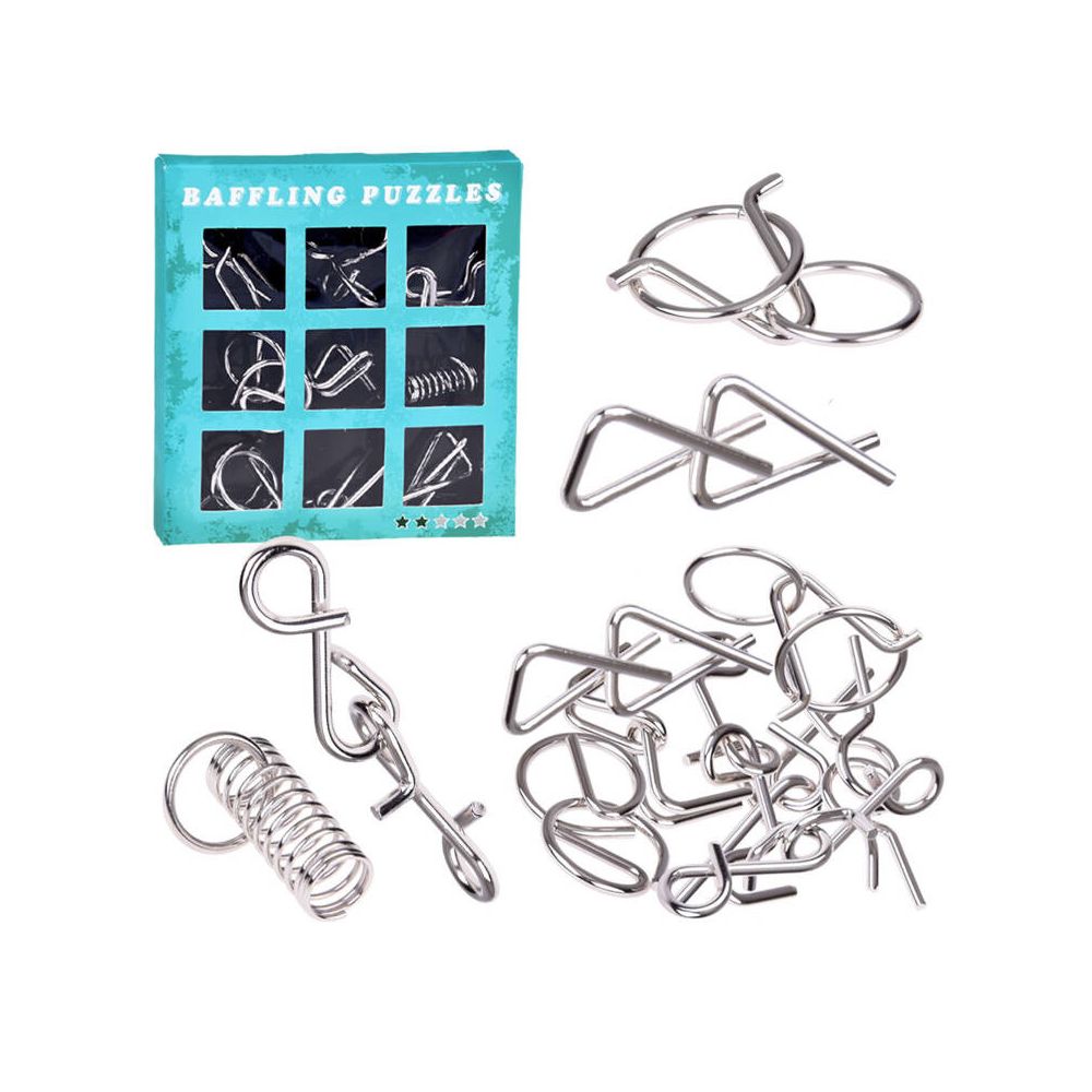Metalowa Układanka puzzle łamigłówka zagadka logiczna 9 ele ZA5066