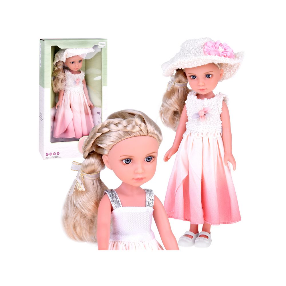 Elegancka Stylowa Lalka w Kapeluszu z Długimi Blond Włosami ZA5314