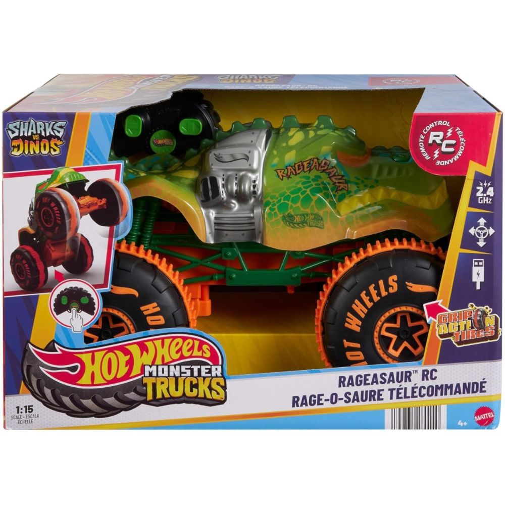 Nuotoliniu būdu valdomas Mattel JBH03 Hot Wheels Rageasaur visureigis