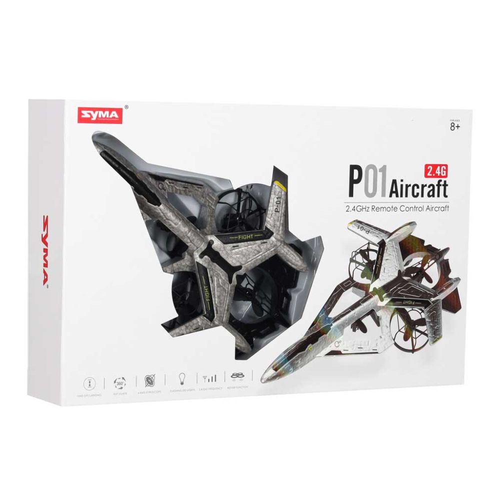 RC dronas Syma P01 su LED apšvietimu, 2,4 GHz spinduliu, 360° triukais, automatiniu pakilimo stabilizavimu