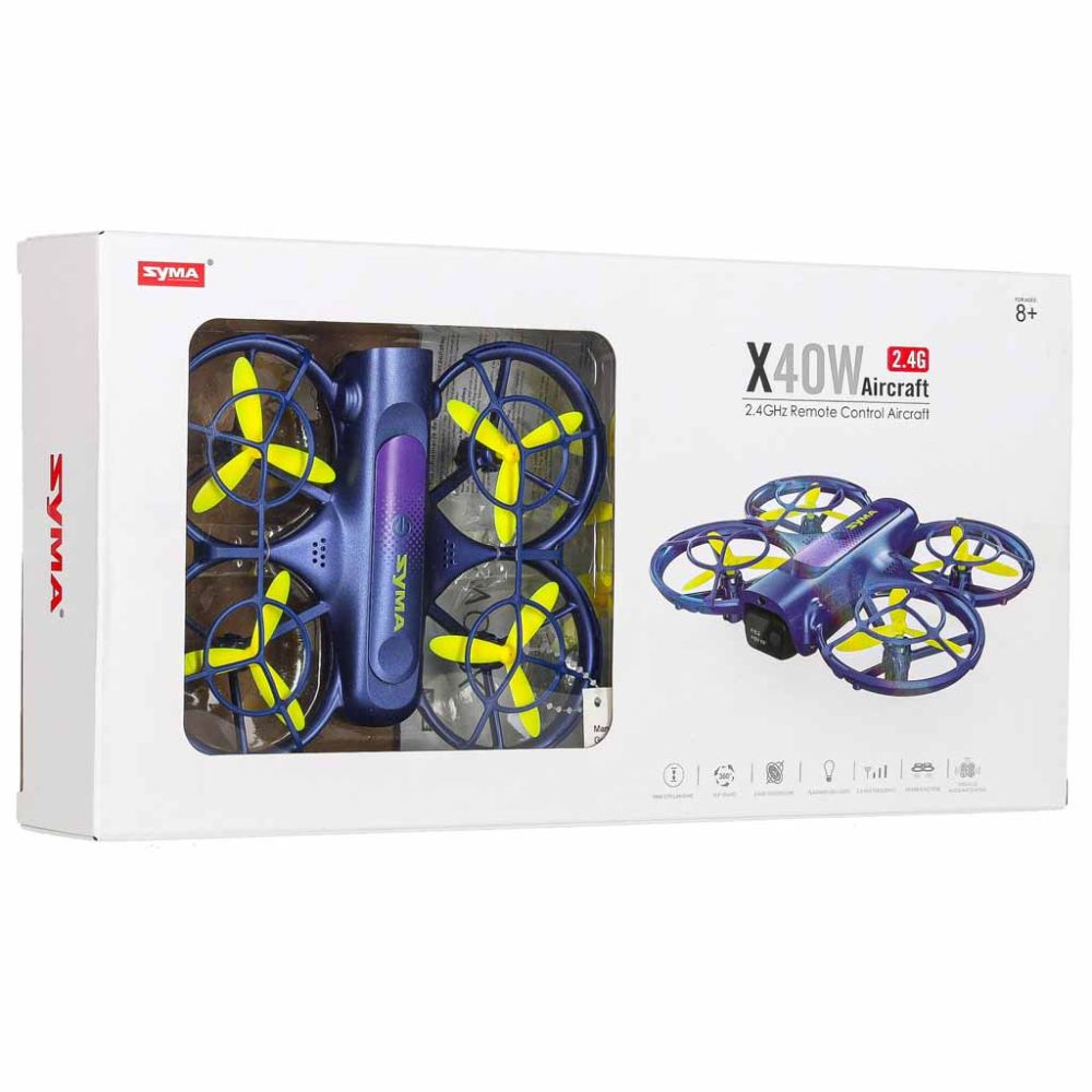 Nuotolinio valdymo dronas Syma X40W su FPV WiFi 2.7K HD 360° skraidymu ir 6 ašių USB kamera