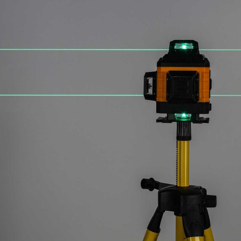 Lazerinis nivelyras 360° 4D, 16 linijų kryžminis lazeris, trikojo rankenos rinkinys
