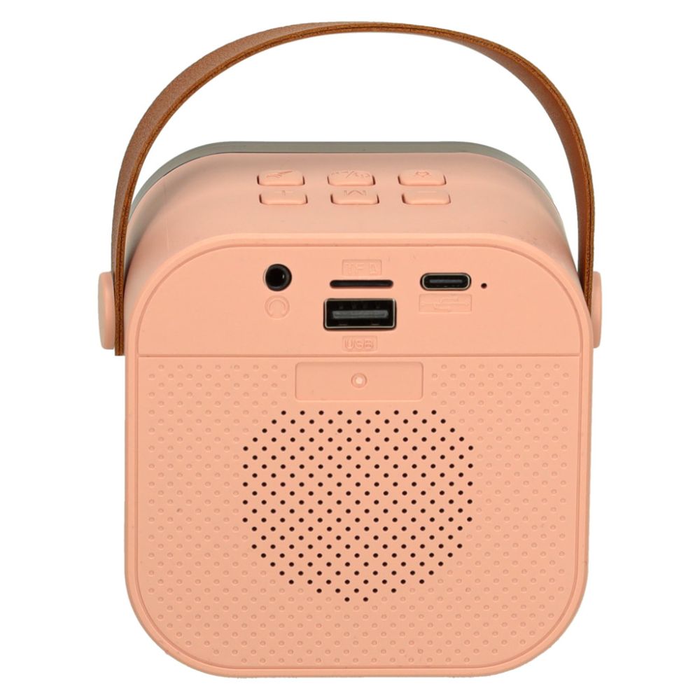 Karaokės rinkinys 2 mikrofonai + nešiojamas garsiakalbis BLUETOOTH USB LED rožinis