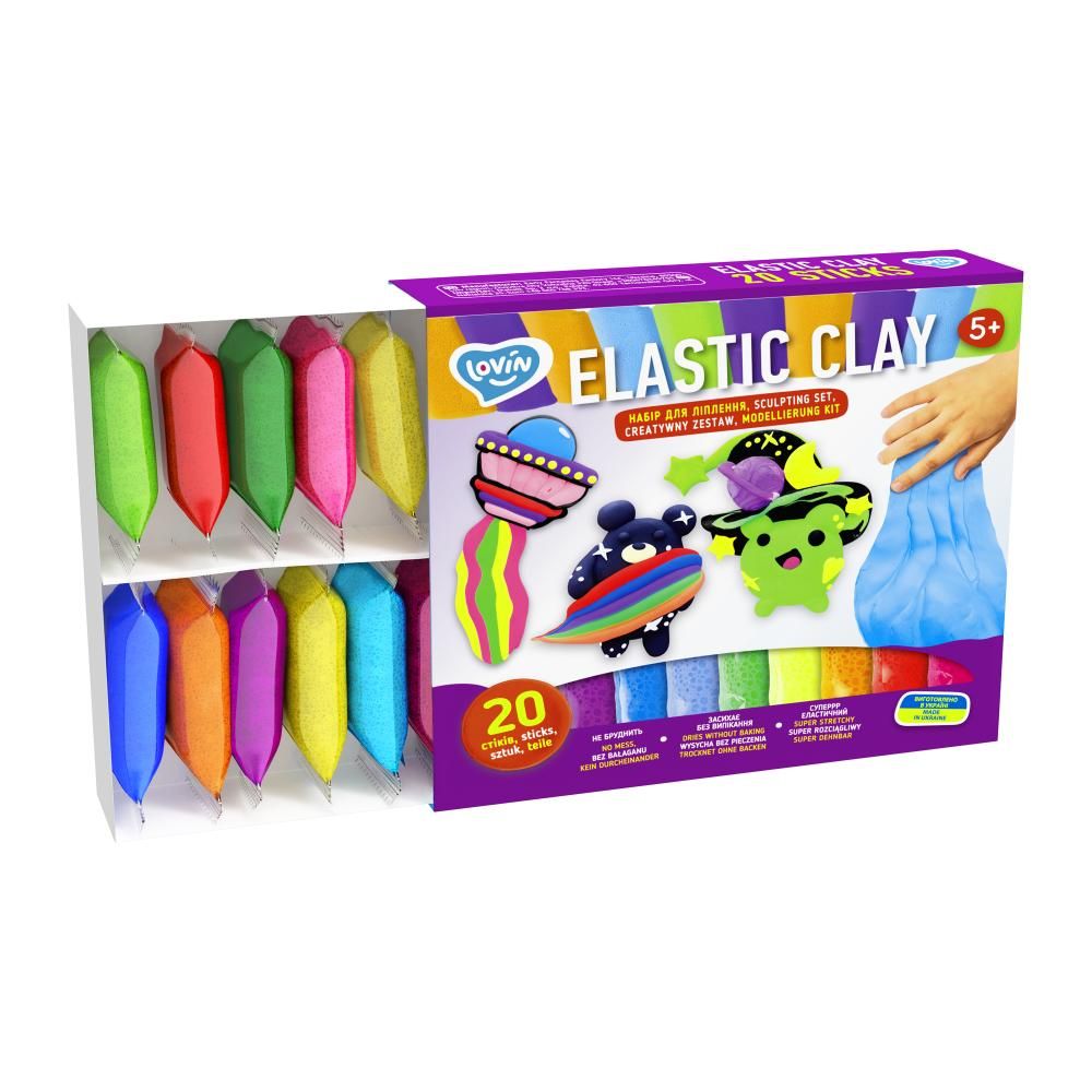  Kūrybinis rinkinys Modelinas - Plastilinas rinkinys Elastic 20 vnt. 