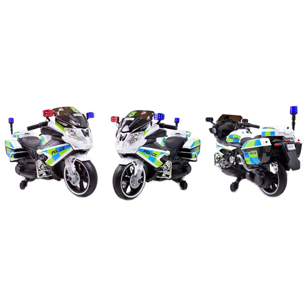 MEGA POLICIJOS MOTOCIKLAS SU AKUMULIATORIUMI, ŠVIESOS SIGNALAS, MEGAFONAS, MOC/BEJ8188
