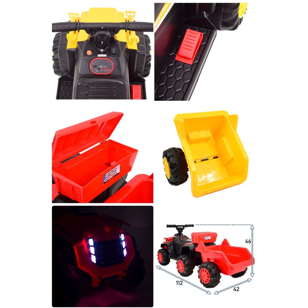 Pierwszy quad na akumulator, jeździk z przyczepą, wolne koło/YW1009