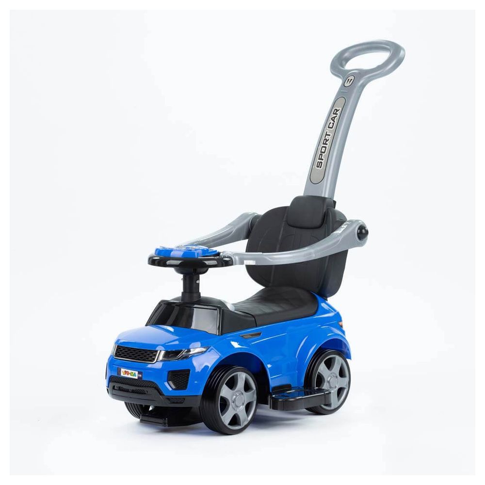 Ride-on car with handle - 614R - rubber wheels - BLUE