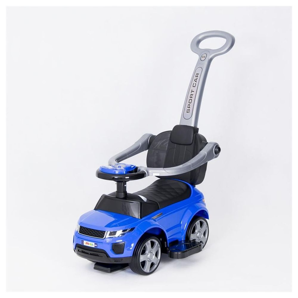 Ride-on car with handle - 614R - rubber wheels - BLUE