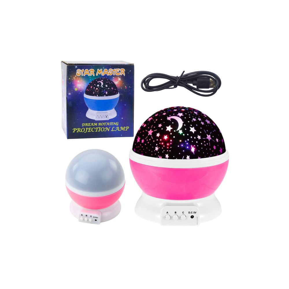 Projektor Gwiazd Obrotowy 360° LED Lampka Nocna Różowy