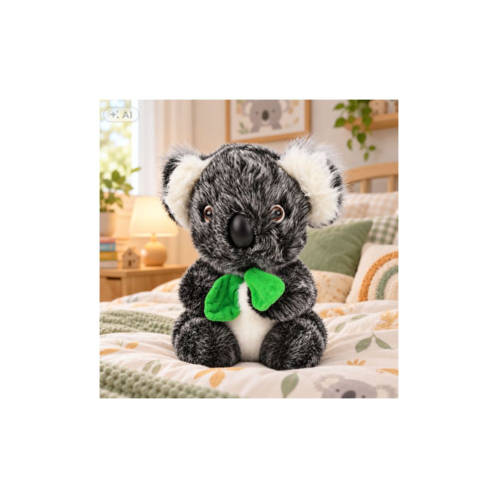 Pluszowy Miś Koala Z Zielonym Szalikiem Przytulanka Maskotka Szary 22cm