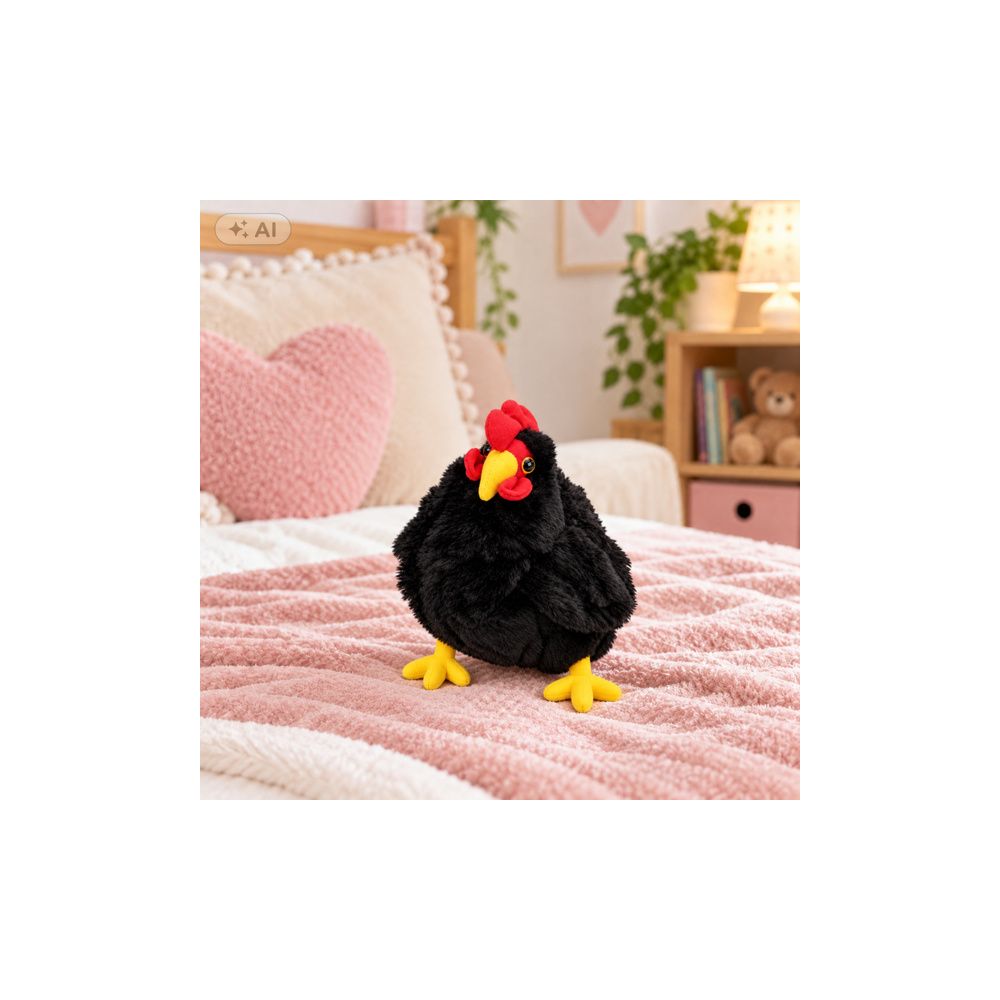 Pluszowa Kura Maskotka Przytulanka Miękka Puszysta Czarna 20 cm