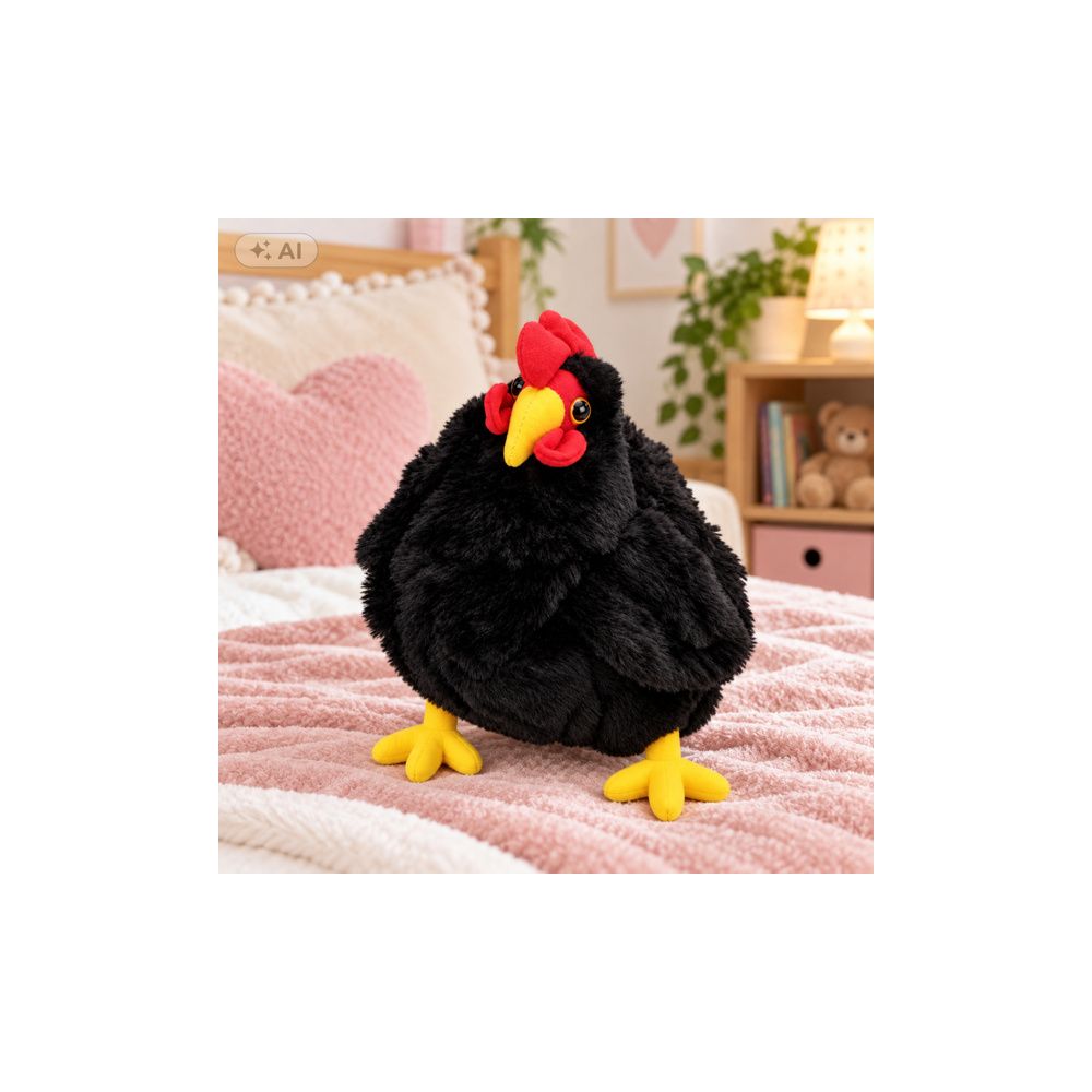 Pluszowa Kura Maskotka Przytulanka Miękka Puszysta Czarna 30 cm