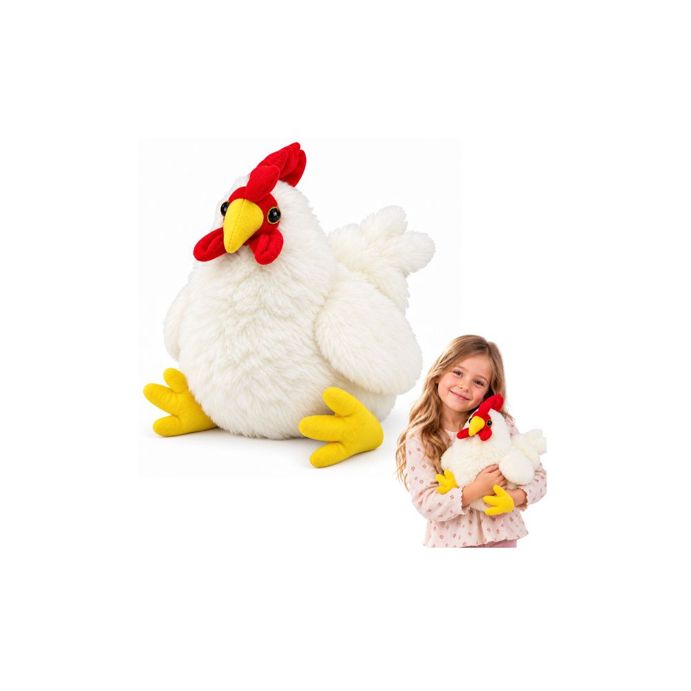 Pluszowa Kura Maskotka Przytulanka Miękka Puszysta Biała 40 cm