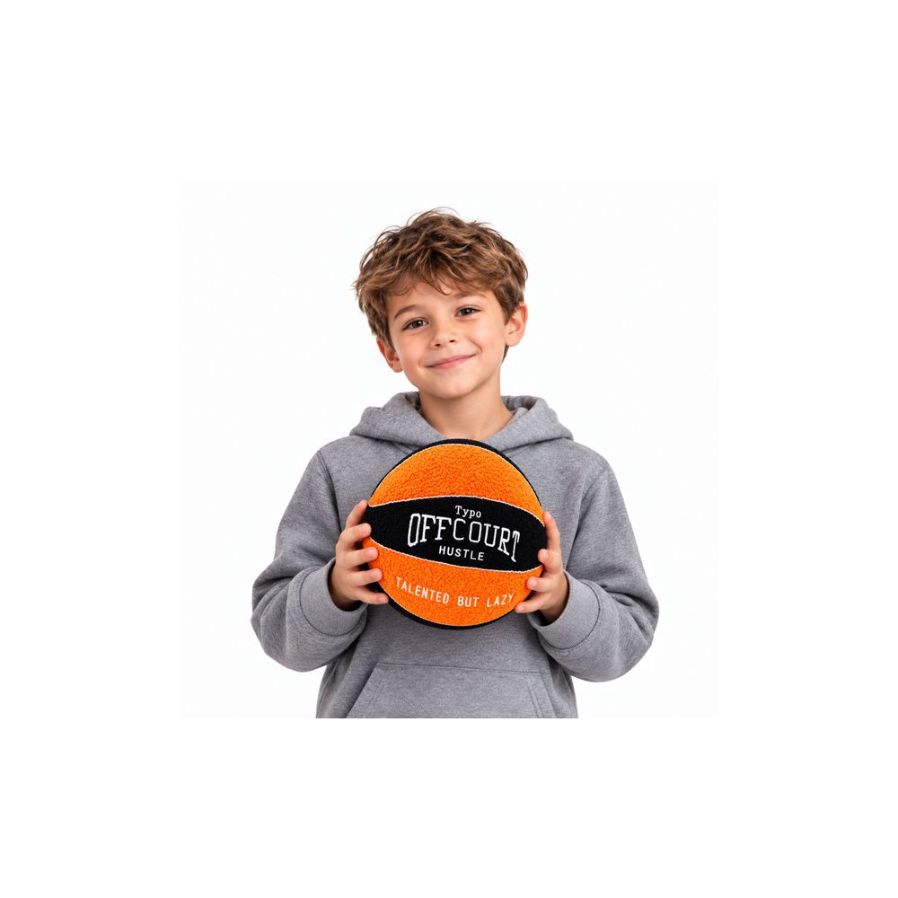 Pluszowa Piłka Do Koszykówki Miękka Pomarańczowo-Czarna 23cm