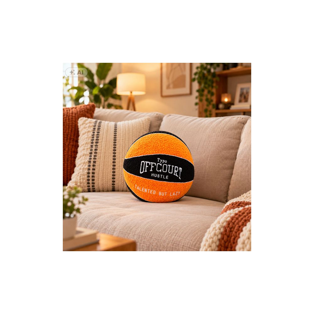 Pluszowa Piłka Do Koszykówki Miękka Pomarańczowo-Czarna 23cm