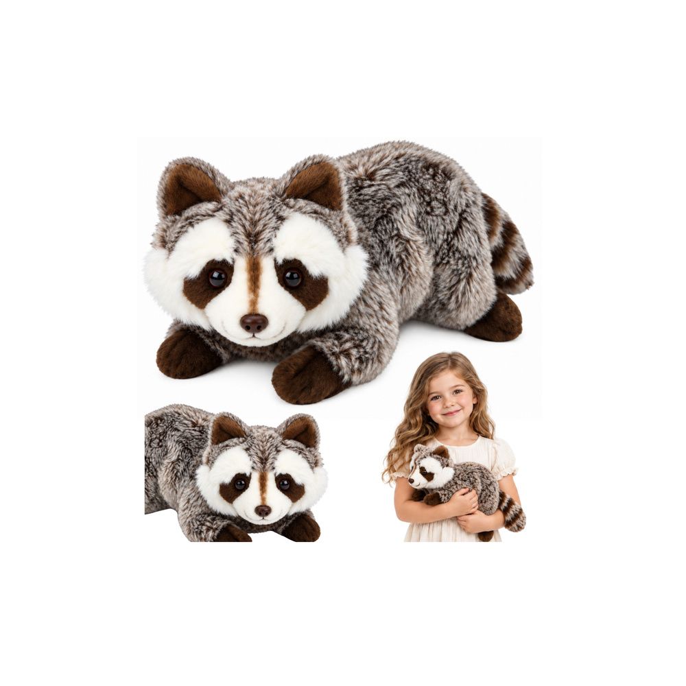 Pluszowy Szop Maskotka Przytulanka Zwierzątko Brązowy Szary 41 cm
