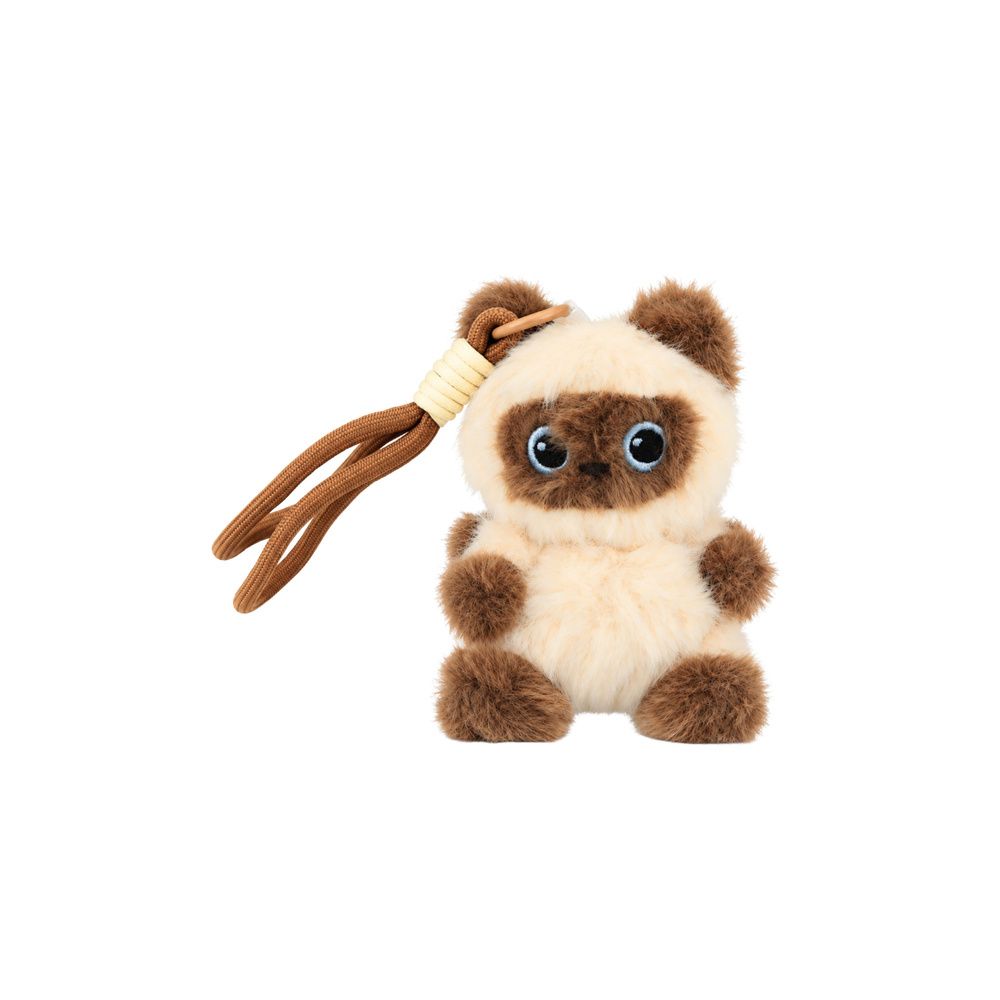 Pluszowy Kotek Maskotka Brelok Do Plecaka Torby Kremowy Brązowy 12cm