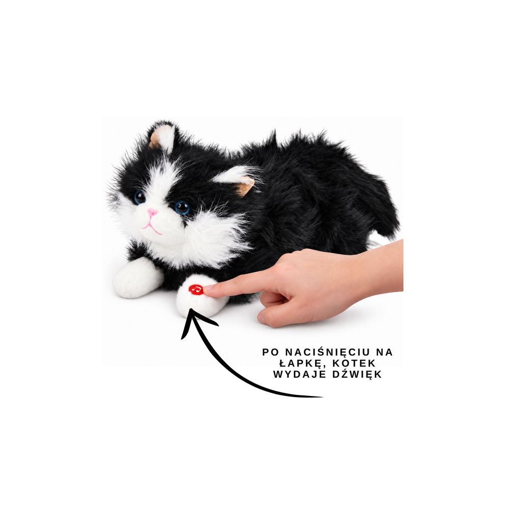 Pluszowy Kotek Maskotka Przytulanka Dźwięki Miauczenia Biało-Czarny 40cm