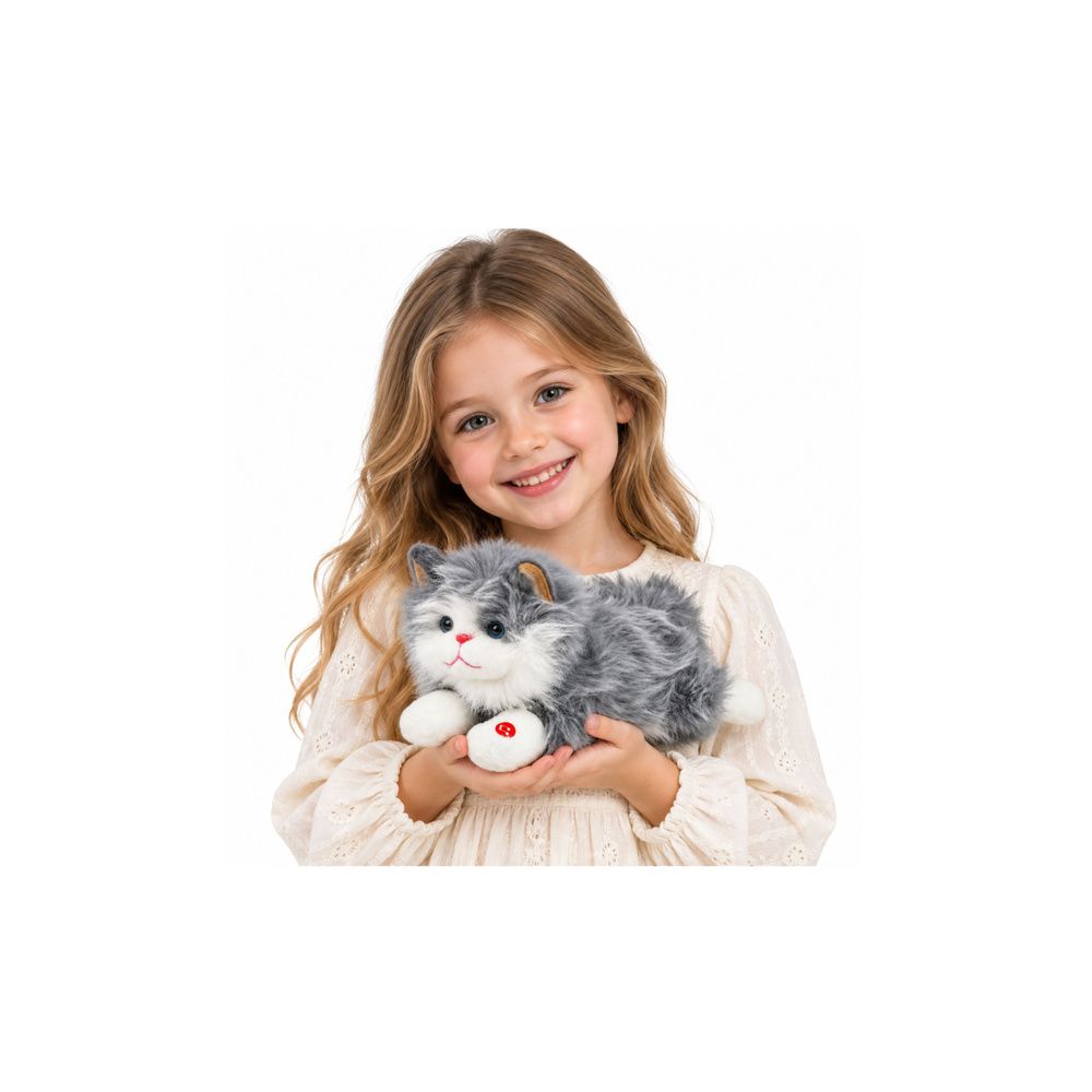 Pluszowy Kotek Maskotka Przytulanka z Dźwiękami Miauczenia Szary 40 cm