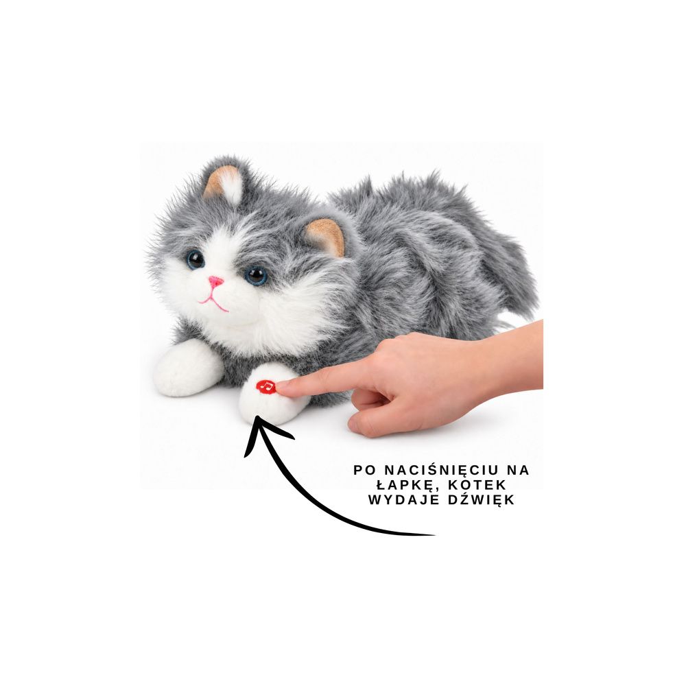 Pluszowy Kotek Maskotka Przytulanka z Dźwiękami Miauczenia Szary 40 cm