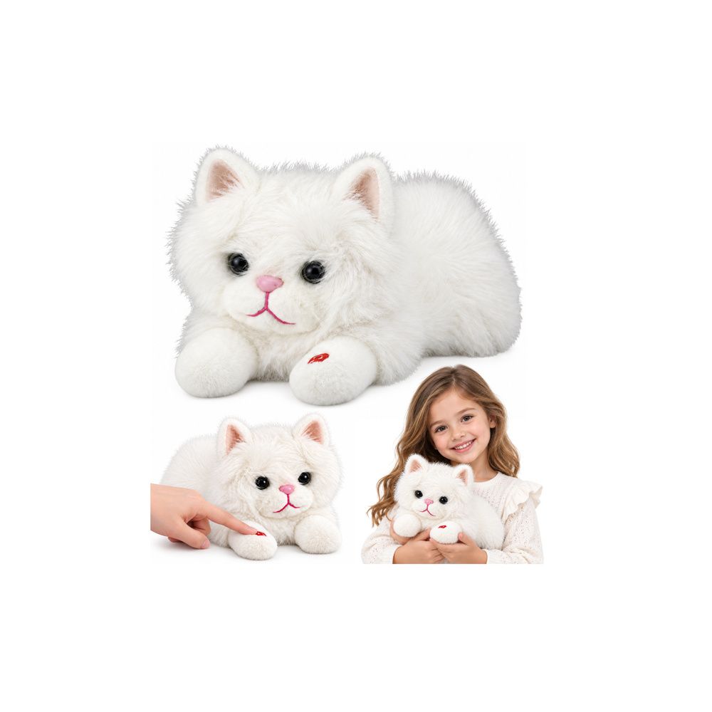 Pluszowy Kotek Maskotka Przytulanka Z Dźwiękami Miauczenia Biały 40cm