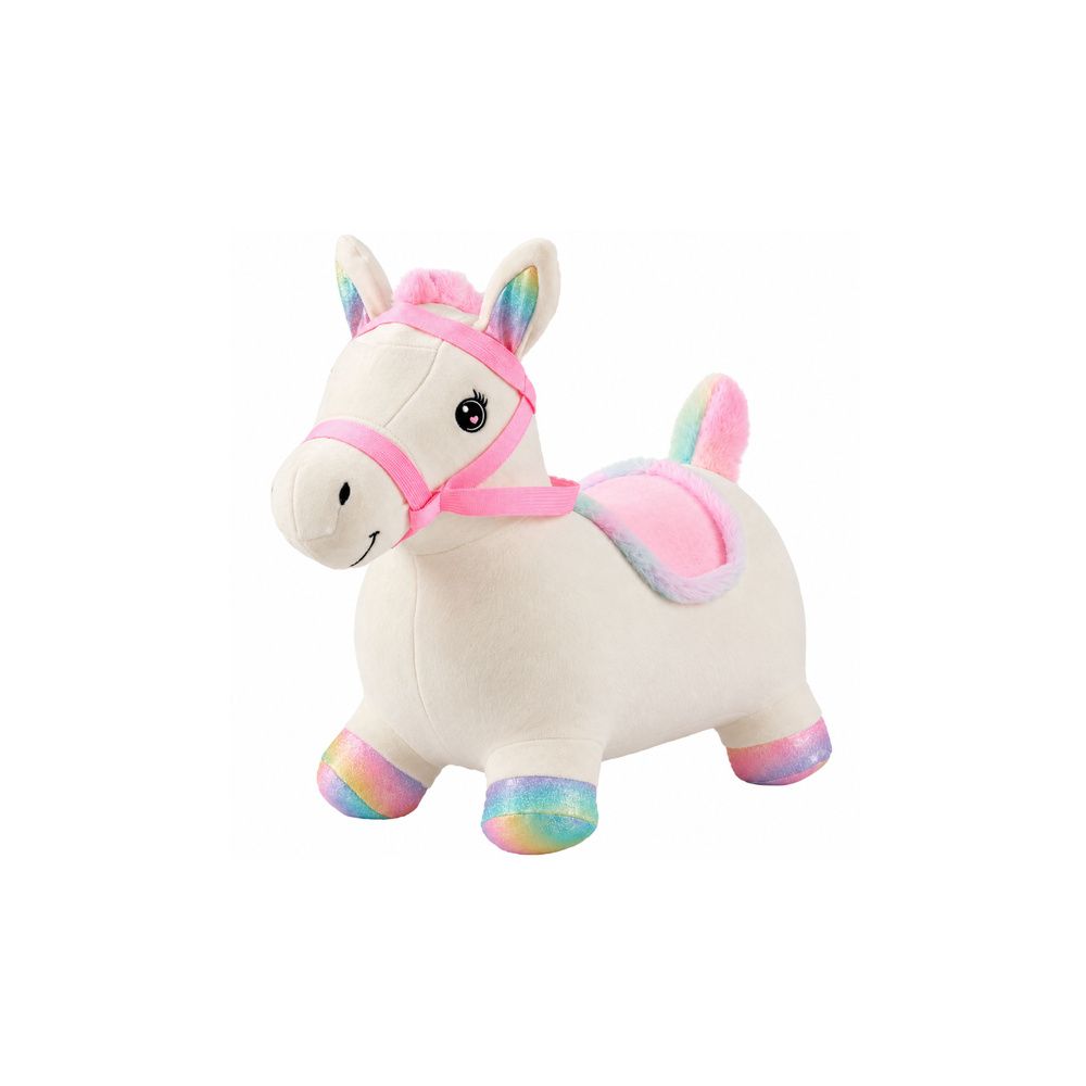 Pluszowy Konik Skoczek Pompowany Dla Dzieci Do Skakania Biały 60cm